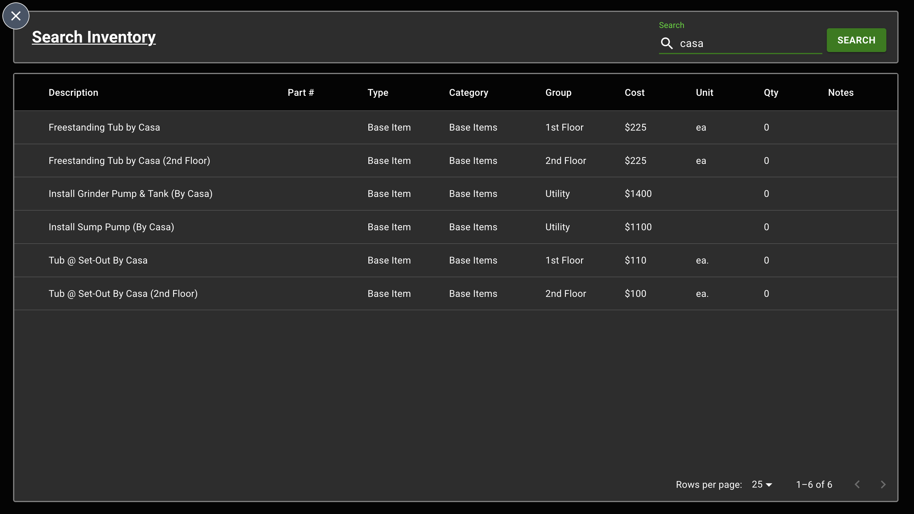 Search Inventory Items
